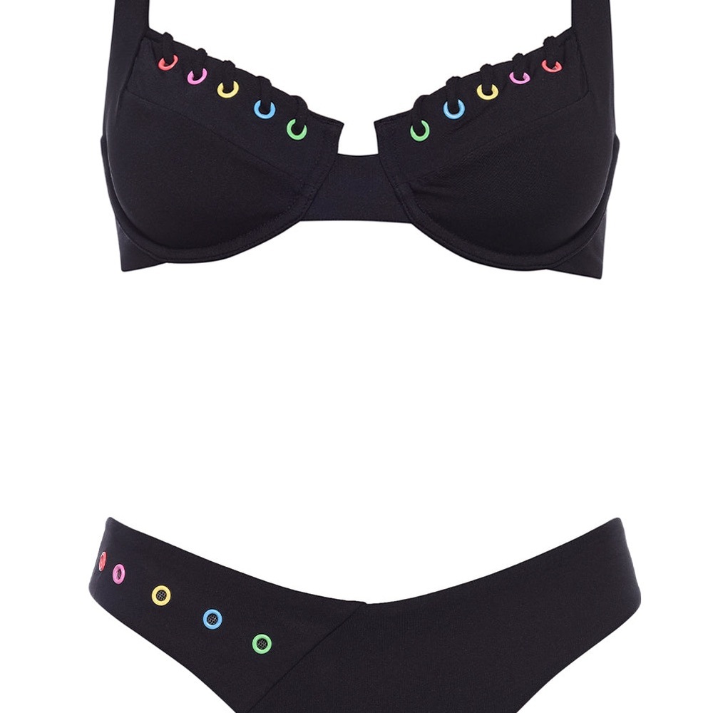 Black Bikini with Colorful Accents
